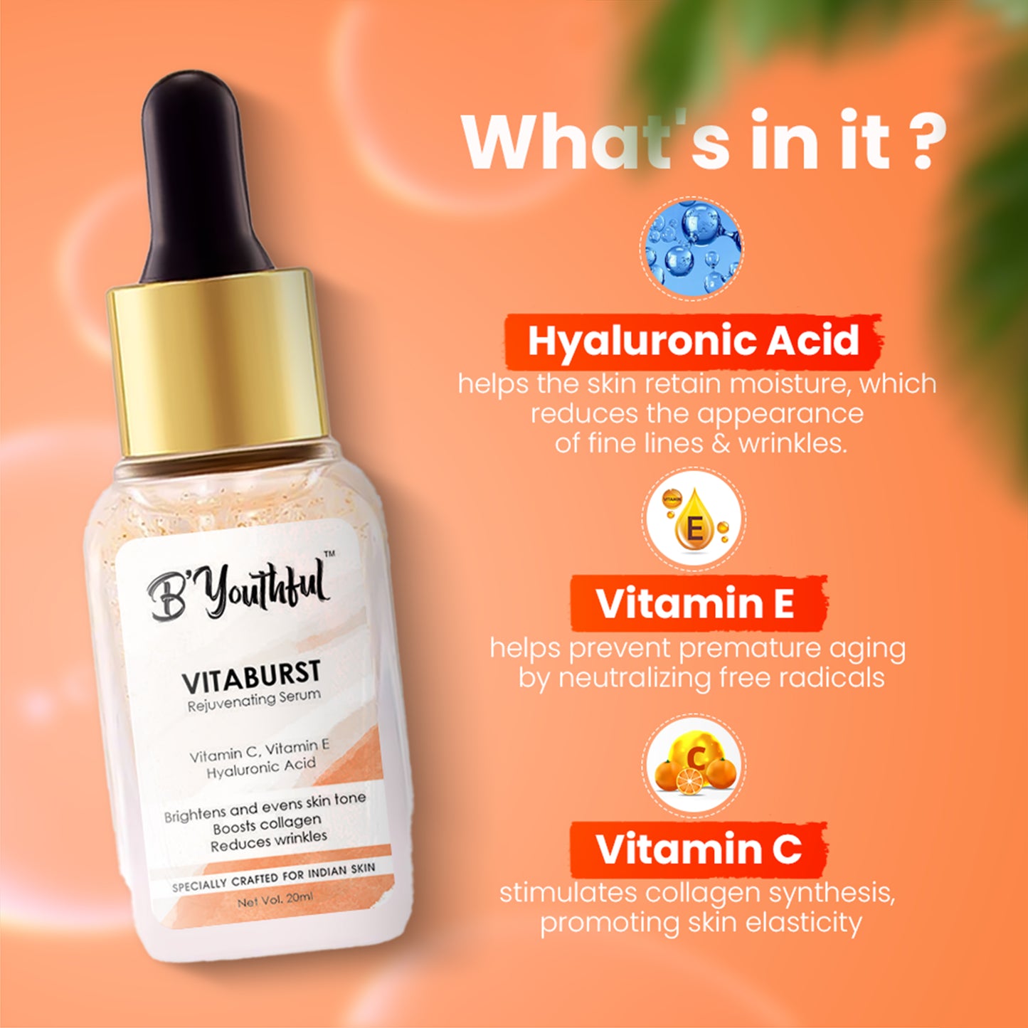 Vitaburst skin rejuvenating serum with Vitamin C, Vitamin E & Hyaluronic acid