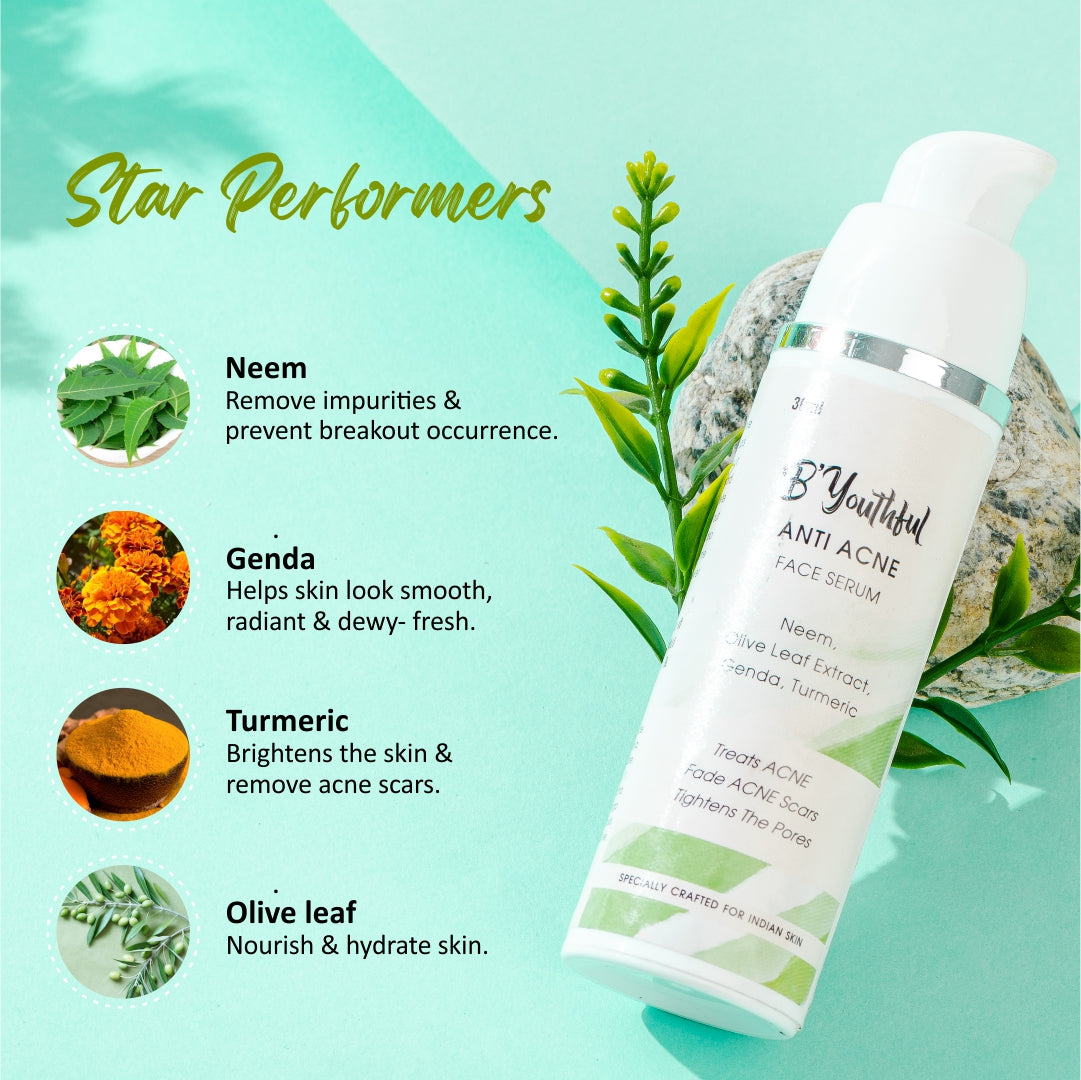 B'youthful Anti Acne face serum for pimple free, flawless skin - 30 ml