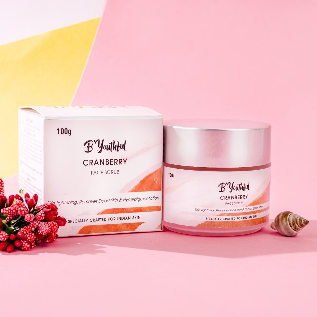 B'youthful Cranberry face scrub for gentle exfoliation & young skin - 100 gm