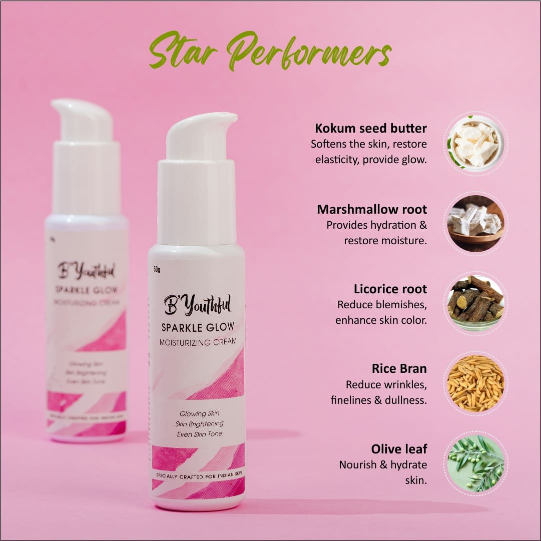 B'youthful Sparkle glow cream for bright & glowing skin - 50 gm