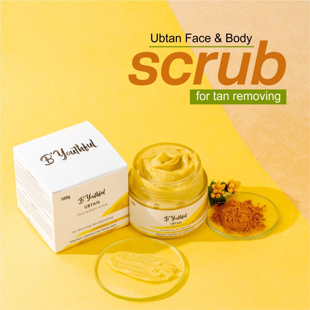 B'youthful Ubtan face scrub for tan removing & skin brightening - 100 gm