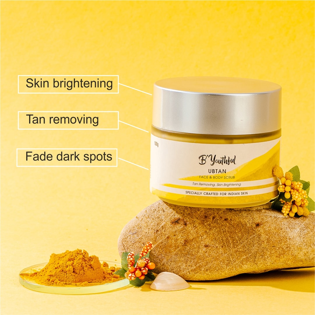 B'youthful Ubtan face scrub for tan removing & skin brightening - 100 gm