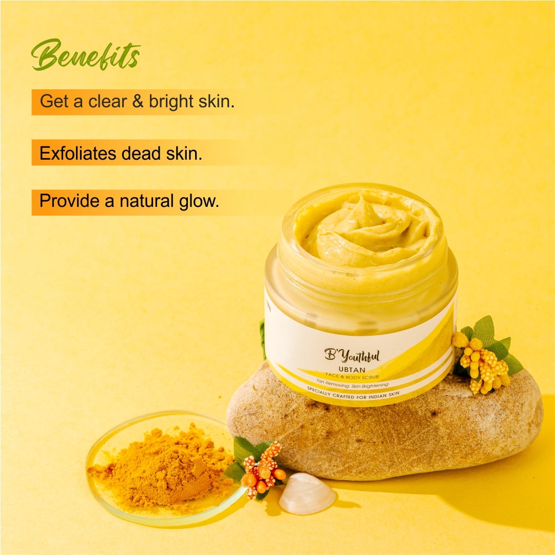 B'youthful Ubtan face scrub for tan removing & skin brightening - 100 gm