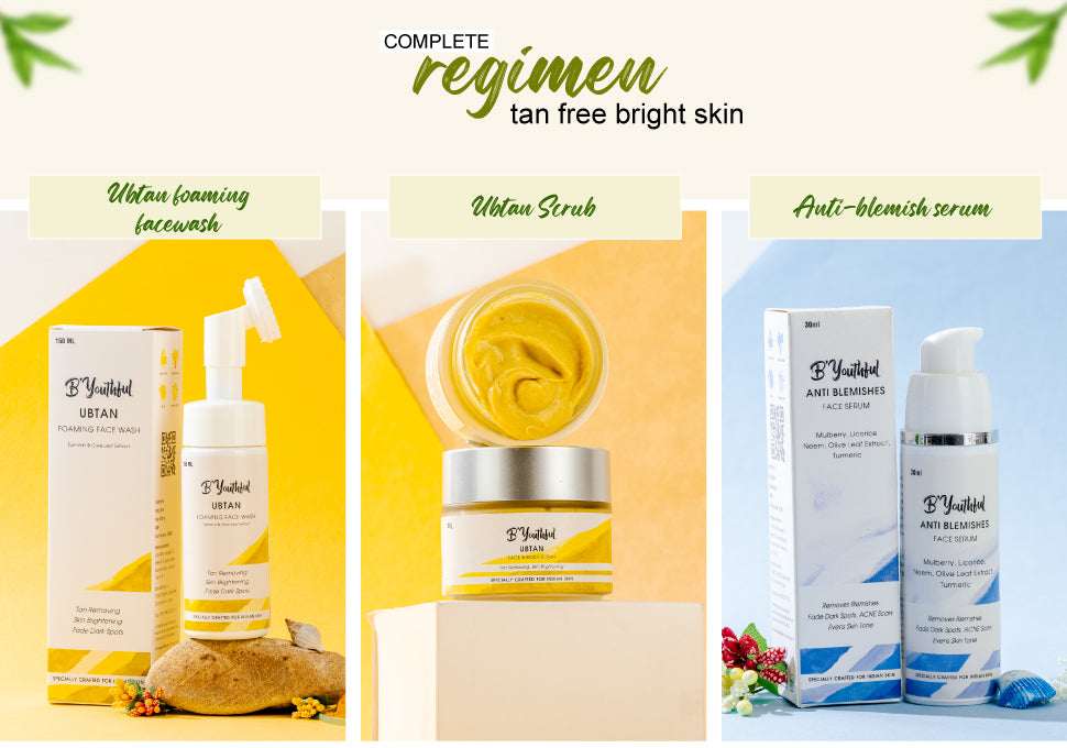 Ubtan combo & Anti blemish serum kit for Skin brightening, Blemishes & tan removing (3 products)