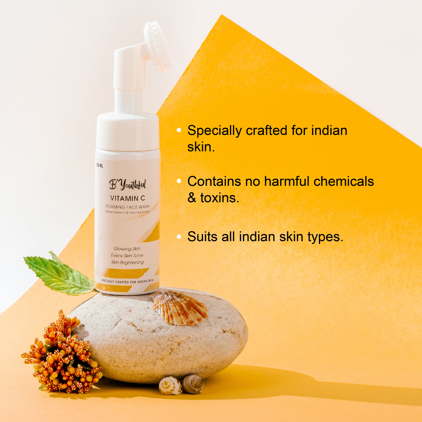 B'youthful Vitamin C & olive leaf foaming face wash for fresh, glowing & bright skin - 150 ml
