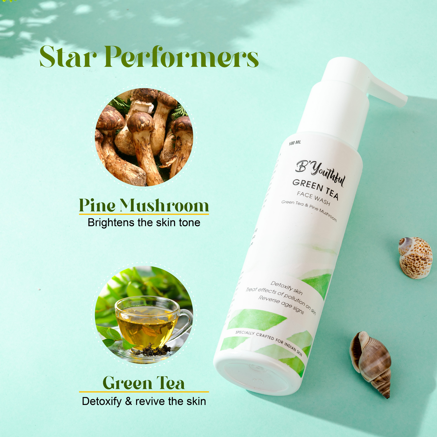 Green tea facewash for revived & rejuvenated skin