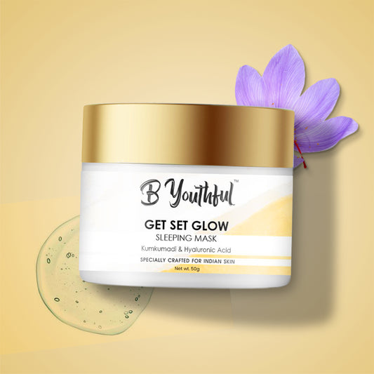 B'youthful Get Set Glow sleeping mask with Kumkumadi & Hyaluronic acid for glittering, glowing skin - 50 gm