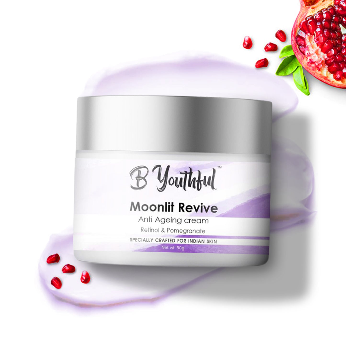 B'youthful Moonlit revive Anti-ageing night cream with Retinol & pomegranate for tight & glowing skin - 50 gm