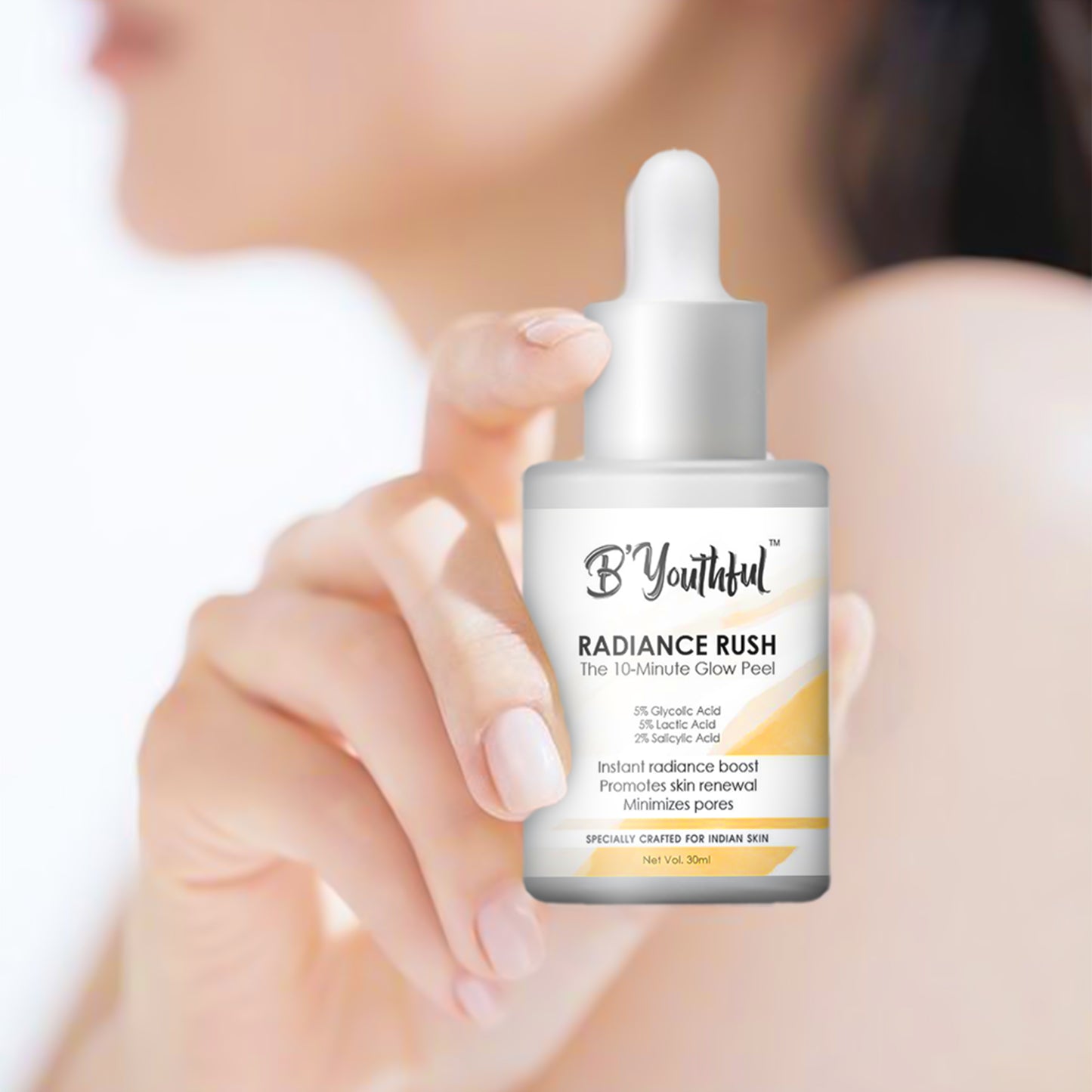 B'youthful Radiance Rush 10 min Glow peel for instant Glow & Radiance with Glycolic, Lactic & Salicylic acid - 30 ml