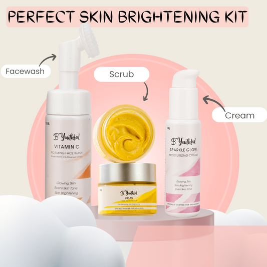 Perfect skin brightening regimen kit with Vitamin C facewash, Ubtan Scrub & Sparkle Glow cream ( 3 products )