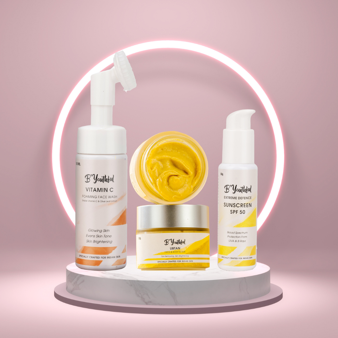 Vitmain C, Ubtan & Sunscreen combo for bright young skin, pigmenatation & blemishes ( 3 Products )