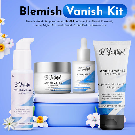 B'youthful Vanish your Blemish super effective kit for clearing Blemishes, pigmentation, dark spots & uneven skin tone (4 products)