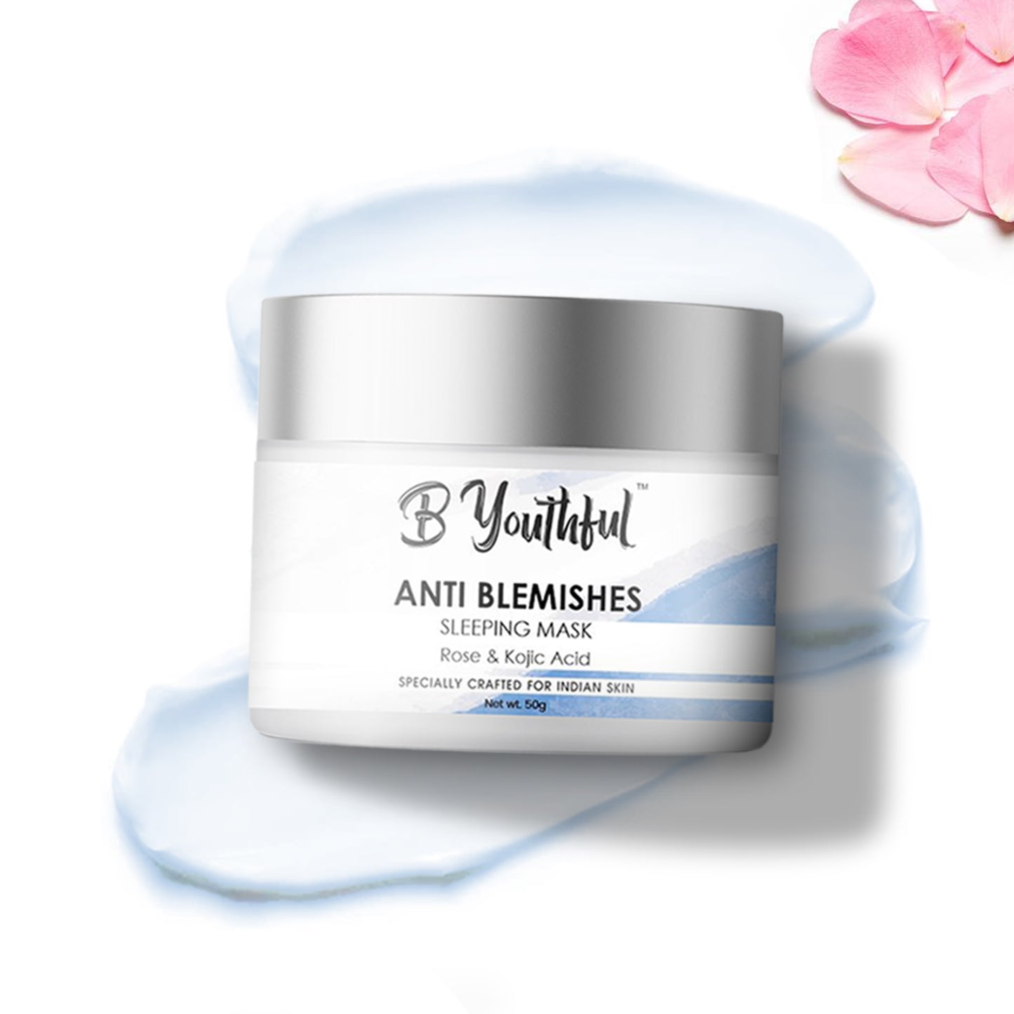 B'youthful Anti Blemishes sleeping mask with Kojic acid & rose for blemish free, spot free clear skin - 50 gm