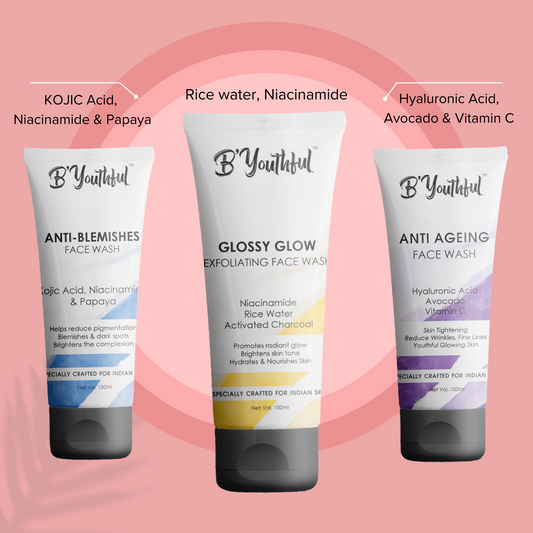 B'youthful Facewash Trio for Instant Glow, Blemishes & Ageing - complete skincare combo ( 3 Products )