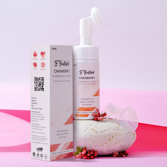 B'Youthful Cranberry foaming facewash with olive leaf extract for young & bright skin