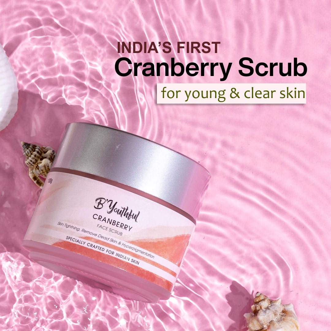 B’youthful cranberry face scrub for gentle exfoliation & young skin (100 gm)