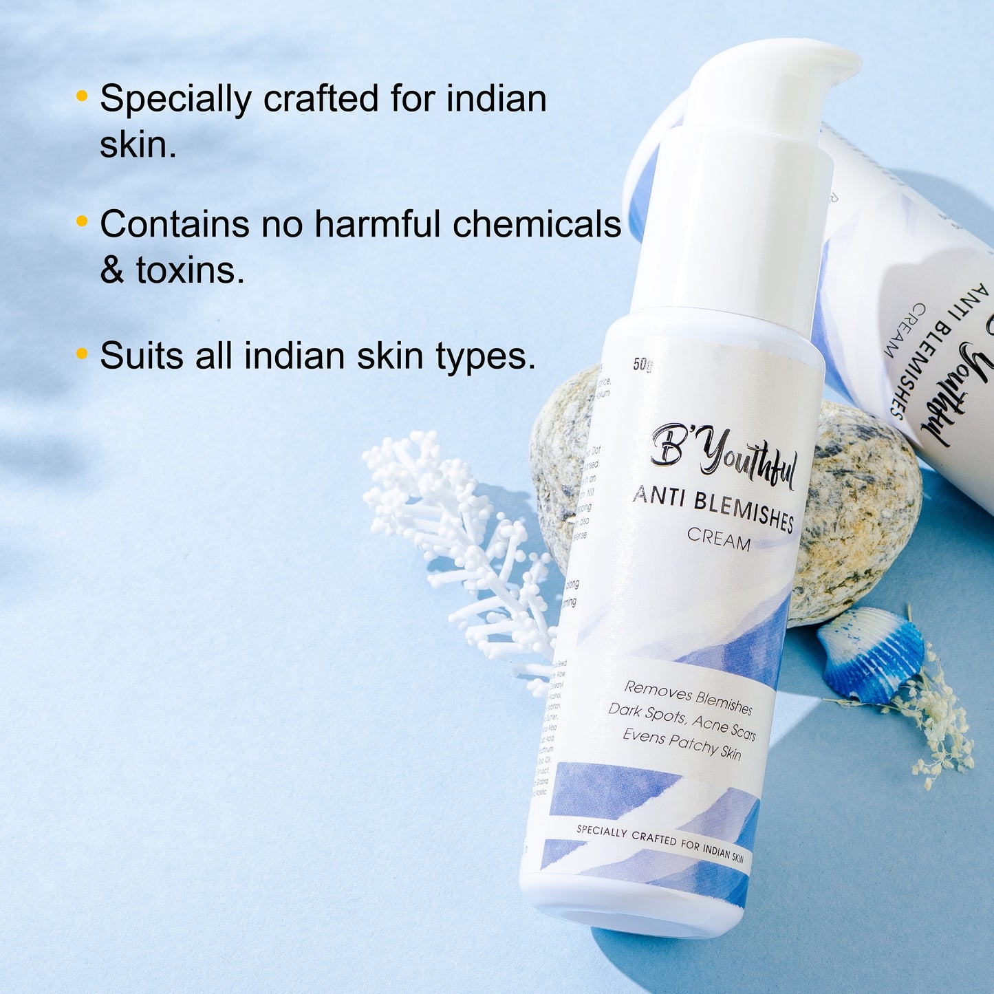 B'Youthful Anti-Blemishes Cream for blemish free, spotless & Tan free skin (50 gm)