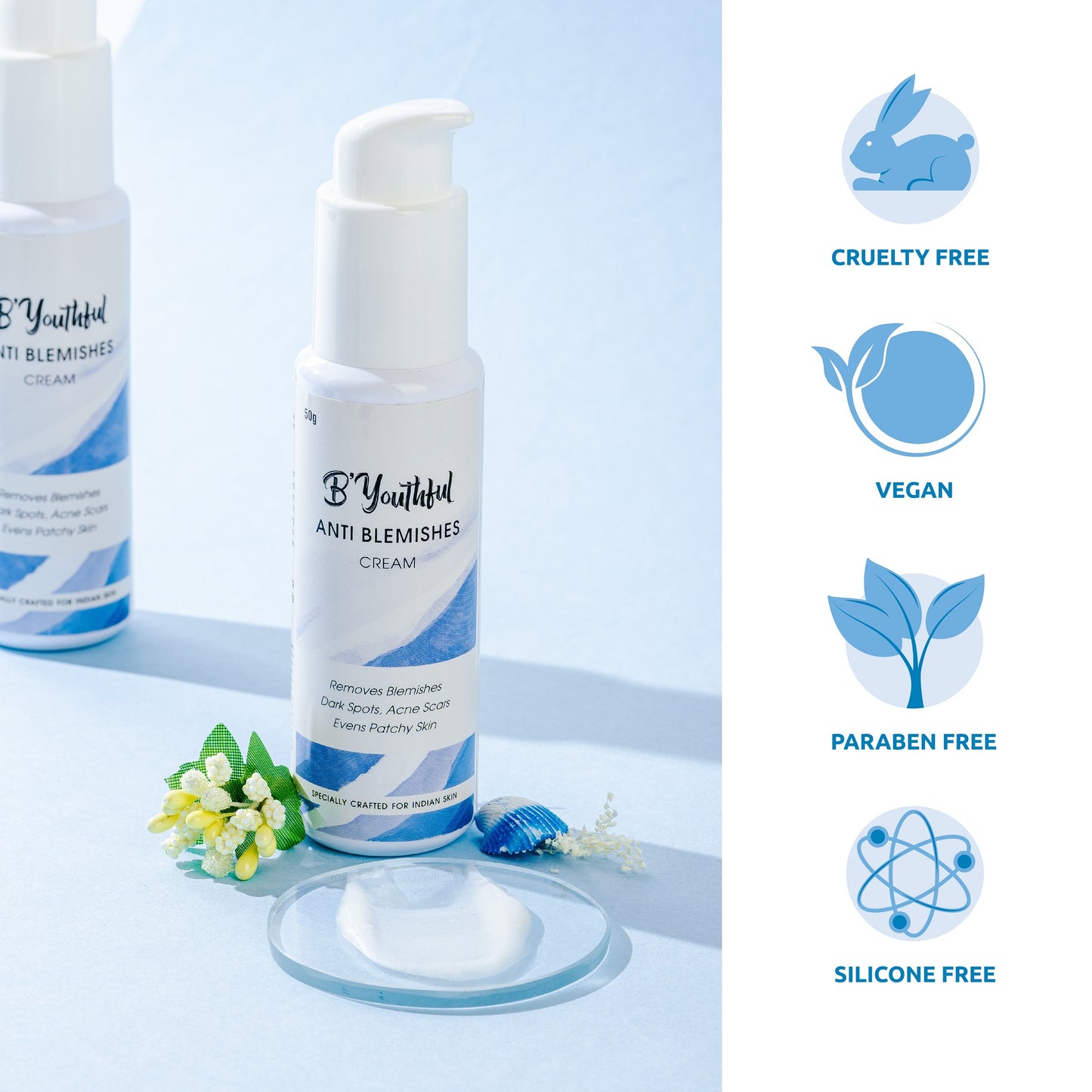 B'Youthful Anti-Blemishes Cream for blemish free, spotless & Tan free skin (50 gm)