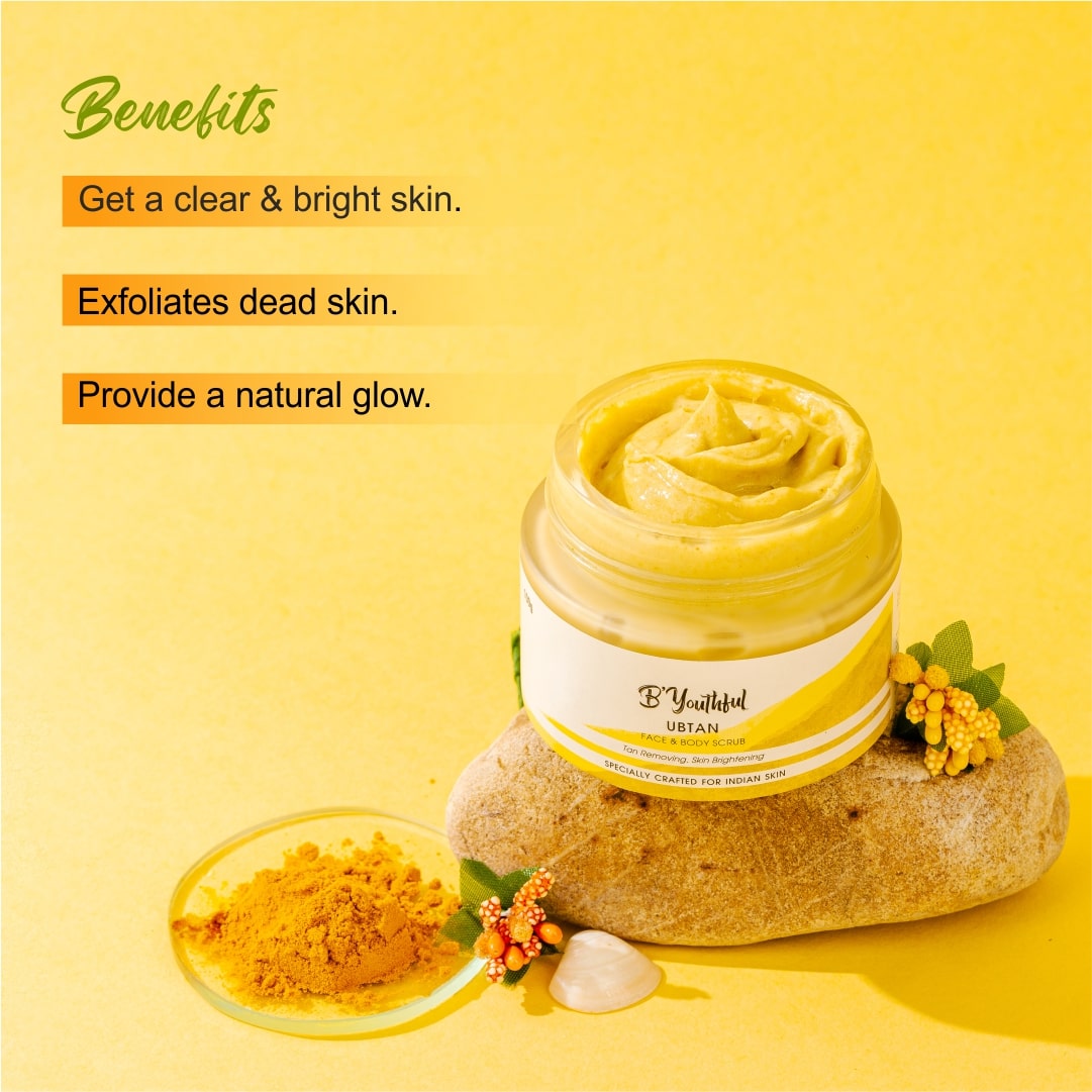 B’youthful Ubtan face scrub for tan removing & skin brightening (100 gm)