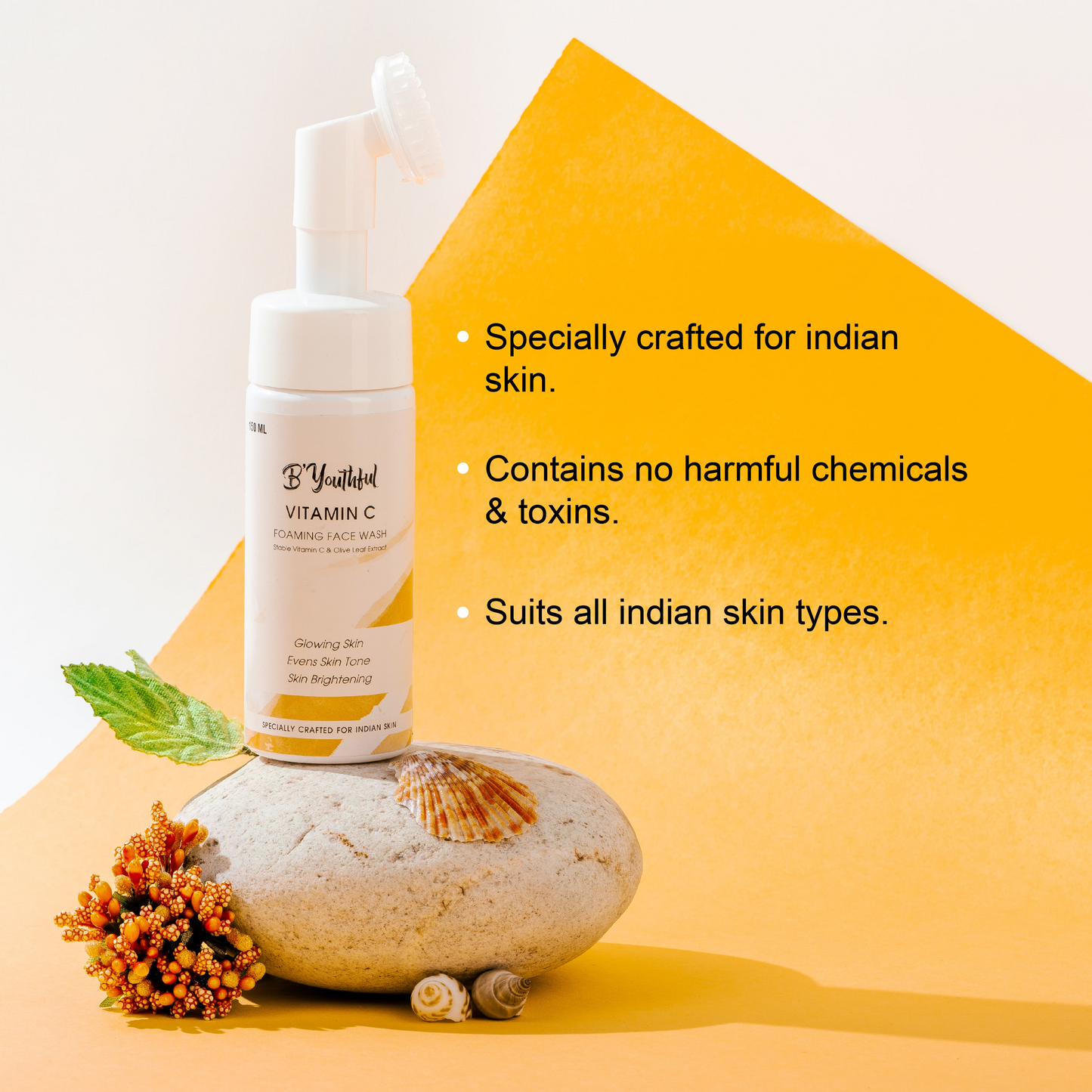 B'Youthful Vitamin C & olive leaf foaming face wash for fresh, glowing & bright skin (150 ml)