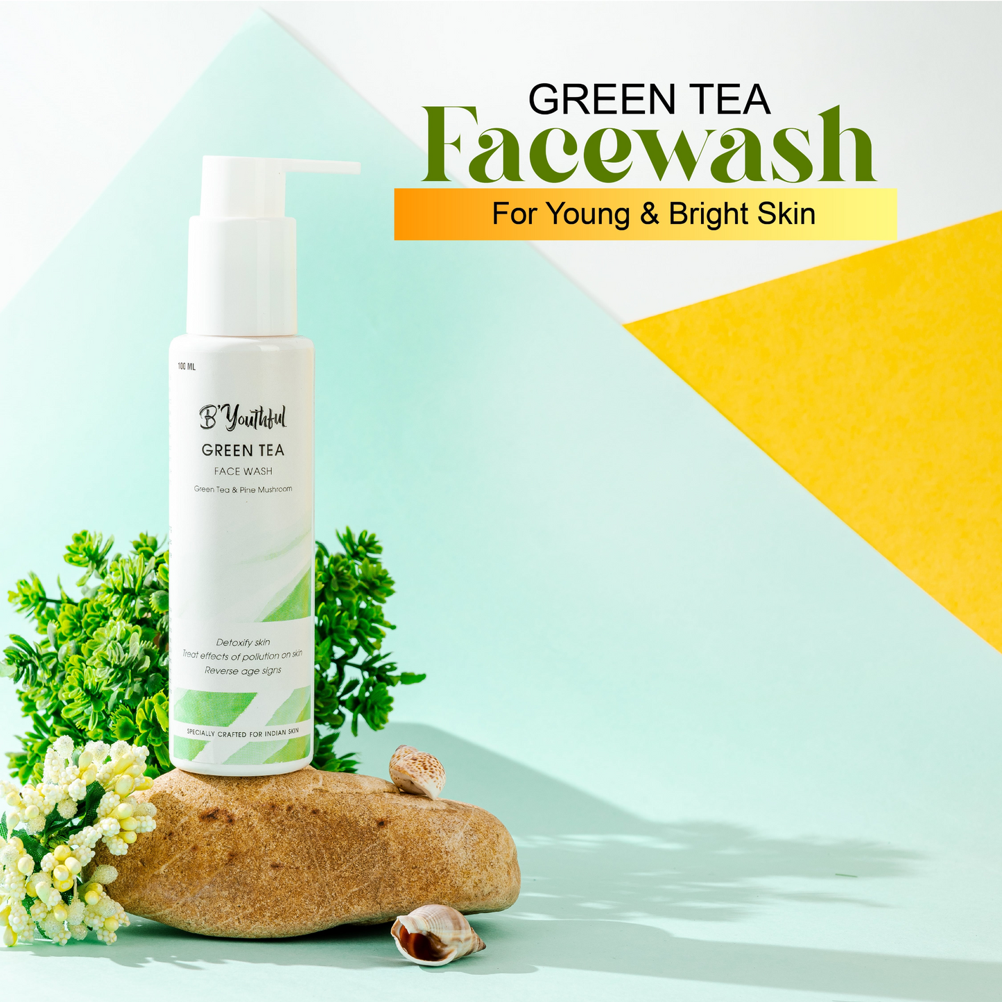 B'Youthful Green tea facewash for revived & rejuvenated skin (100 ml)